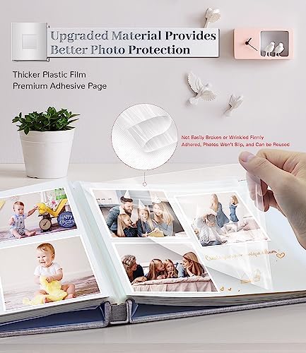 Artfeel Photo Album Self Adhesive Scrapbook Album for 3x5 4x6 5x7 8x10 Pictures,40 Pages Linen Cover with Display Window DIY Photo Book,Ideal Gifts for Family Travel Wedding Baby - Image 3
