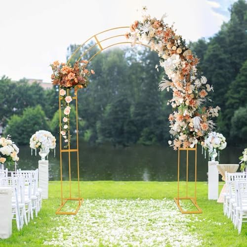 8.53Ft Golden Metal Wedding Arch Backdrop Stand With Base, Balloon Arch Stand Gold Backdrop Stand for Wedding Ceremony Bridal Baby Shower Photo Booth Party Decor (3-Layer Golden Wedding Arch) - Image 6