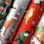 Jillson Roberts Kids Christmas Wrapping Paper Roll Bundle (25 sq ft per roll, 100 Total Sq Ft) Holiday Hedgehog, Dogs, Cats, Sleigh, 4 Pack - Image 2