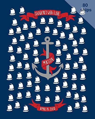 Nautical Baby Shower Guest Book Alternative Poster Print - Bridal Shower Alternative Guest Book - Sailor Guest Book - Personalized Wedding Guest Book Poster Print -16x20-50 or 80 Signatures - Image 2