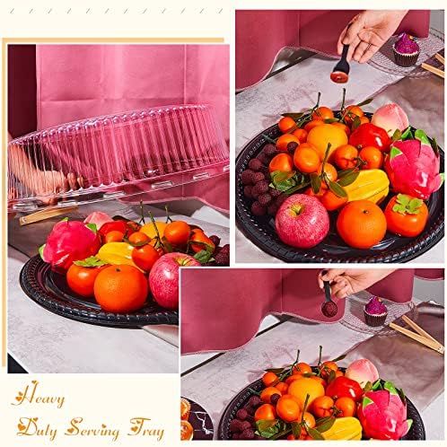 6 Pack Disposable Catering Trays with Lids for Party, 16 Inch, Black - Image 4
