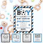 Amanda Creation Custom Baby Shower Invites Soccer Baby Shower Invitation 20 5x7 Custom Personalized Blue Soccer Ball Invites With Envelopes - Image 2