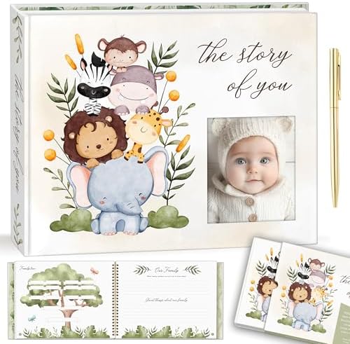 Baby Memory Book – “The Story of You” Keepsake Journal with Photo Slot, Zoo Animal Design, Gold Pen, Lay Flat Binding, Gift Box – 110 Full-Color Pages, 9x11.5 Inches by Unknown