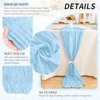 20 Pack Light Blue Cheesecloth Table Runner, 17x108 Inch Semi Sheer Boho Gauze Cheese Cloth Fabric Table Runners for Wedding Party Baby Shower Birthday Garden Farmhouse Table Decor - Image 4