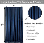 30 ft x 8 ft Navy Blue Backdrop Curtain Panels, 6 Panels 5 ft x 8 ft Wrinkle Free Polyester Photography Backdrop Drapes, Wedding Party Home Decoration Supplies - Image 5