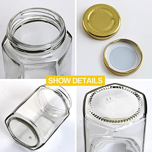 25 Pcs 6 oz Hexagon Glass Honey Jars with Gold Lids - Image 3