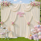 20ft x 10ft Beige Backdrop Curtains, Beige Cream Drapes for Backdrop Fabric - Image 6