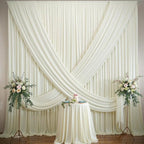 50×12ft Wrinkle Free Ivory Backdrop Curtain for Wedding Parties, 10 Panels 5×12ft Long Soft Silky Polyester Backdrop Drapes Cream Photo Back Drop Curtains for Party Photography Background Cloth - Image 3