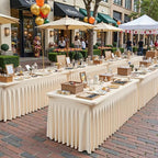 1 Pack Light Champagne Spandex Tablecloths for 6 Foot Rectangle Tables - Image 5