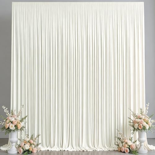 20x10FT Backdrop Curtains with Rod Pockets - Wrinkle Free Photo Stage Backdrop 4 Panels Curtains Drapes for Photography Wedding Party Baby Shower Decorations (Ivory) by Unknown