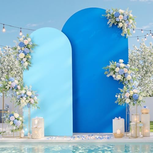 Blue Royal Blue Arch Backdrop Cover Set of 2-7.2ft 6ft Dual Color Wedding Arch Cover,Wrinkle Free Stretchy Spandex Fitted Chiara Arch Stand Cover for Boss Baby Birthday Party Photo Photography by LeegleriTableSkirt