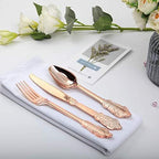 WDF-300 Pieces Rose Gold Plastic Silverware- Disposable Flatware -Heavyweight Plastic Cutlery- Includes 100 Forks, 100 Spoons, 100 Knives for Wedding/Parties/Birthday - Image 3