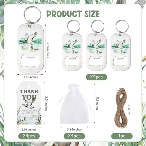 24 Sets Mallard Duck Baby Shower Bottle Openers Favors, Duck Hunting Baby Shower Bottle Openers Keychains Thank You Tags Organza Bags for Guest Gifts Souvenirs Duck Hunter Party Supplies - Image 6