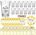 Funnymoom 50 Sets Bee Party Favors Shot Glasses Honey Bee Gifts for Guests Souvenir Sweet As Can Acrylic Clear Gender Reveal Party Thank Card and Organza Bags for Birthday by Funnymoom
