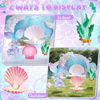 6 Pcs Mermaid Backdrop Under The Sea Birthday Party Decorations Large Mermaid Tail Seaweed Seashell Cardboard Cutouts Ocean Theme Booth Photo Props for Baby Shower Indoor Outdoor Decor - Image 5