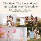 White Wedding Welcome Sign Stand with Holder - Elegant Metal Easel Display for Seating Chart, Reception Signs, Welcome Board - 30+ Customizable designs for Baby, Bridal Shower - Versatile Party Sign Holder - Image 5
