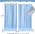 30x10ft Baby Blue Backdrop Curtain for Wedding Parties Wrinkle Free Fabric Light Blue Drapes Backdrop Decoration for Baby Shower Birthday Photography Decoration 6 Panels, 5ft x 10ft - Image 5