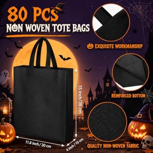 Amylove 80 Pcs Non Woven Tote Bags Bulk Large Reusable Gift Bag Reusable Grocery Bags, 15 x 11. 8 x 4 Inches - Image 3
