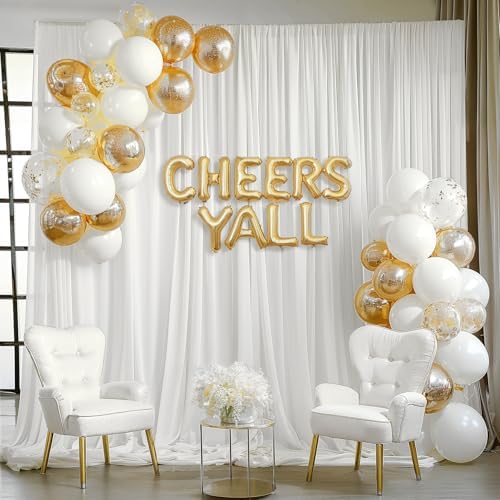20ft x 10ft Cream White Backdrop Curtains, Wrinkle-Free Sheer Chiffon Fabric Photo Backdrop Drapes for Wedding Arch Party Ceremony Stage Photography Decorations - Image 3