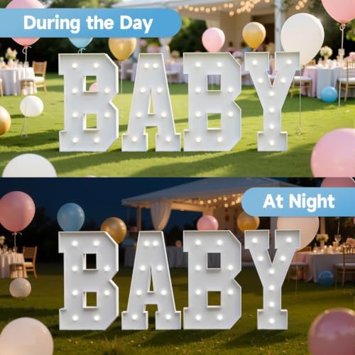 Baby Marquee Letters, 2FT White Lights Baby Shower Decorations - Image 2