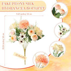 Tigeen 12 Bundles Peonies Artificial Flowers Faux Roses, Champagne - Image 2