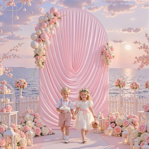 6.6FT Pink Arch Backdrop Cover Wedding Draped Arch Cover, Stretchy Spandex Balloon Backdrop Arch Stand Covers for Wedding Ceremony, Baby Shower, Photography Birthday Party Decorations - Image 3