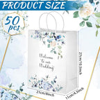 Kolldenn 50 Pcs Welcome Bags for Wedding Guests with Handles, Blue, Floral - Image 3