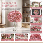 AVIVIHO 105PCS Dusty Rose Fake Flowers Hydrangea Artificial Flowers Bulk (Not Squished, No Steaming Need) Silk Flowers with Stems for Wedding Decor,Home,Baby Shower,Table Centerpieces Decoration - Image 2