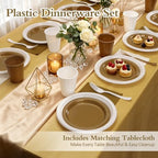 White and Gold Plastic Plates Napkins Party Supplies for Birthday,Wedding - Image 4