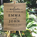 Andaz Press Large Wooden Welcome Sign for Wedding Rustic Welcome Sign 16" x 20" Custom Names Date & Location Fall Wedding Signage English Oak MDF Wood Finish Wedding Reception Indoor Outdoor Signs - Image 4