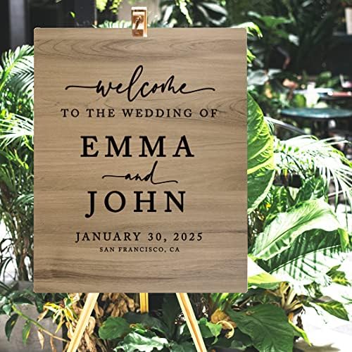 Andaz Press Large Wooden Welcome Sign for Wedding Rustic Welcome Sign 16" x 20" Custom Names Date & Location Fall Wedding Signage English Oak MDF Wood Finish Wedding Reception Indoor Outdoor Signs - Image 4