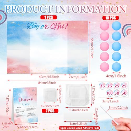 Ctosree 31 Pieces Gender Reveal Baby Shower Diaper Game 1 Diaper Baby Shower Game Board 7 Diapers 10 Plastic Balls 1 Organza Bag for Bridal Games Boy Girl - Image 3