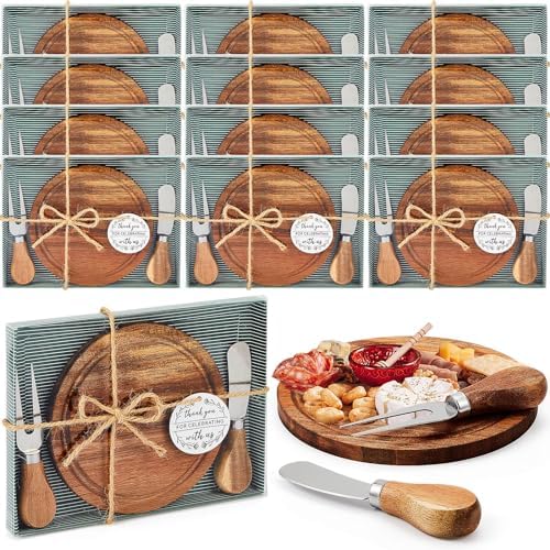 Maxcheck 12 Sets Baby Shower Prizes Cheese Board Acacia Wood Gift Box by Maxcheck
