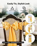 VEVOR Satin Chair Sashes Bows, Chair Ribbon Ties Back Sash, 7 x 108 inch, Wedding Reception Decoration, for Wedding Ceremony Baby Shower Party Events Banquet Cover Decoration (Gold, 100pcs) - Image 4