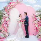 White and Pink Arch Cover 3 Set-7.2FT, 6.6FT, 6FT Arch Backdrop Cover Spandex Fitted 2-Color Fabric Stand Covers for Baby Shower Gilrs Birthday Party Ceremony Banquet Photo Background Decorations - Image 3