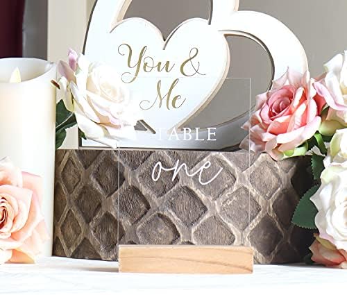 Hanna Roberts Modern Table Number Acrylic Signs with Wood Stand for Wedding Reception, Restaurant, Event Party, 3.9" x 1.5" x 5.8" (Set of 10, 1-10) - Image 7