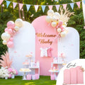 White Pink Arch Backdrop Cover Set of 3 Wedding Arch Covers Stretchy Backdrop 7.2FT 6.6FT 6FT Decorations Baby Shower Bridal Shower Photo Birthday Party Arch Stand Cover Spandex by LittleFunny