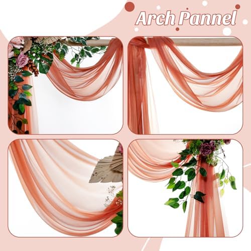 Pack of 2 Wedding Arch Drape Panel Fabric 30" x 30ft - Terracotta - Image 5