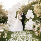 Balloon Arch Stand Kit Set with 145PCS Different Sizes White Balloons – Metal Backdrop Frame with 8 Water Bags, Gold Semi-Open Arch for Birthday, Bridal Shower, Party Decorations Indoor Outdoor. - Image 5
