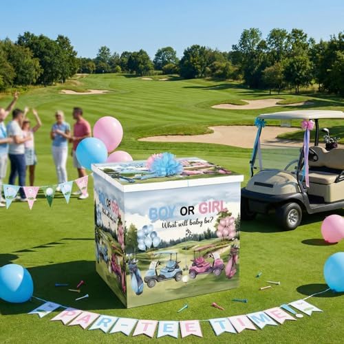 AmazingSpark 28in Giant Gender Reveal Gift Box Kit, Blue or Pink Golf - Image 6