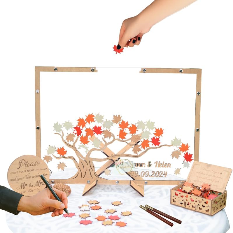 Wedding Guest Book Alternative, Fall Maple Tree Drop Top Frame Sign-in by Unknown