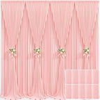 10 Panels Blush Pink Backdrop Curtain for Parties Wedding Wrinkle Free Pink Photo Curtains Backdrop Drapes Fabric Decoration for Baby Shower Birthday Party 50ft(W) x 10ft(H) by Tao-GePartyDecorations