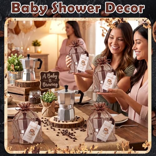 6 Set A Baby is Brewing Baby Shower Party Favors Aluminum Moka Pot - Image 4