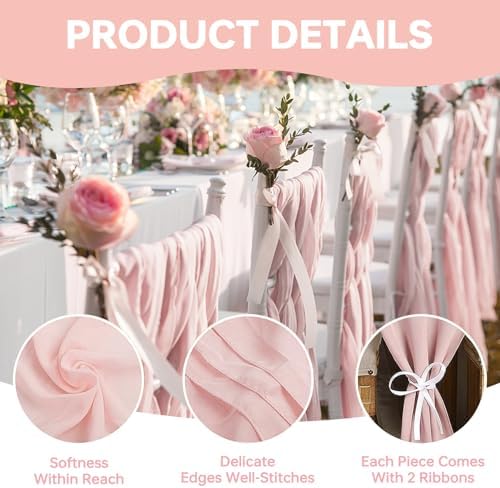 Sheer Chiffon Table Runner 35x12 Inches, Pink 12 Pack - Image 6