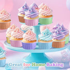 200 Pack Aluminum Cupcake Liners with Lids,Macaron,Plain - Image 3