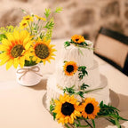 Zeyune Artificial Sunflower Potted Plants Rustic Wedding Table Centerpieces Summer Spring Kitchen Silk Yellow Flower with Plastic Pot for Home Bathroom Office Bridal Shower(12 Pcs,White,Sunflower) - Image 6