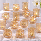 48Pcs Gold Votive Candle Holders - Glass Candle Holder Bulk for Table Centerpiece, Tea Lights Candle Holders for Home, Christmas Party & Wedding Shower by DARJEN