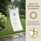 Wedding Welcome Sign Stand Fabric Banner Stand With Design Bundle Rose Vine - Image 4