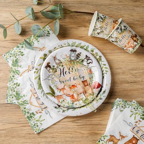 350 Pieces Woodland Baby Shower Decorations Set Serves 50 Guests - Image 3