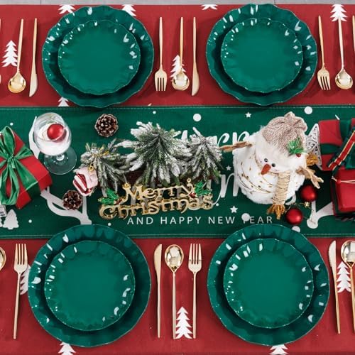 LIYH 50 Pcs Christmas Plastic Plates - Green Scalloped Plates Unbreakable - Image 5
